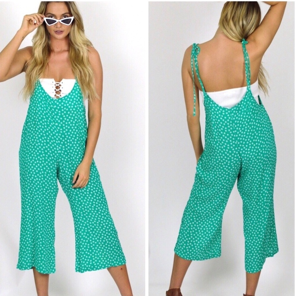 ⚡️Green floral Cropped Jumpsuit